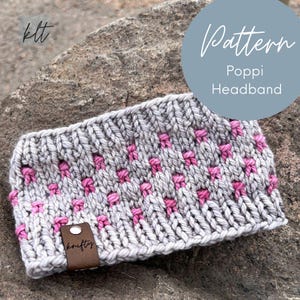 Grof gebreide hoofdbandpatroon: oorwarmer met mozaïekkleurwerk (digitale download)