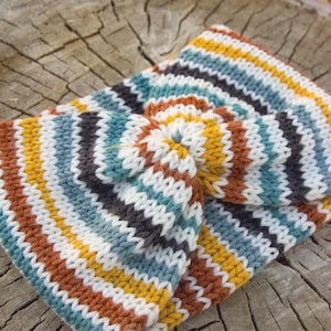 Handmade Knit Headband: Striped Cinch Ear Warmer