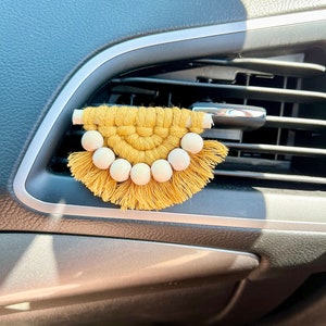 Macrame Car Vent Clip | Vent Clip Diffuser | Essential Oil Diffuser | Aromatherapy | Fiber Arts | Car Accessory | Stocking Stuffer