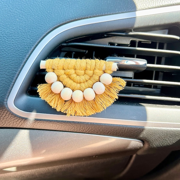 Macrame Car Vent Clip | Vent Clip Diffuser | Essential Oil Diffuser | Aromatherapy | Fiber Arts | Car Accessory | Stocking Stuffer