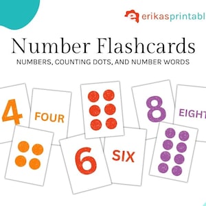 Cartes flash avec nombres, cartes éducatives, imprimables pour l'école à la maison, Montessori, école, salle de classe, enseigner, préscolaire, apprendre, TÉLÉCHARGEMENT NUMÉRIQUE