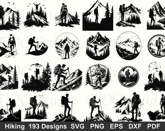 Hiking SVG Bundle, 100+ Outdoor Adventure Designs (Digital Download)