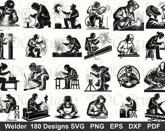 Welder SVG Bundle | 180 Welding Cut Files, Welding Silhouette, Metal Worker SVG Blacksmith, Welder Cricut Files Commercial Use