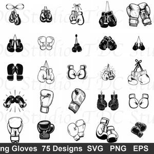 Boxing Gloves SVG Bundle (75 Designs) - Kickboxing PNG, Punching Glove Silhouette, MMA Combat Cut File, Fitness Gym Art Commercial Use image 5