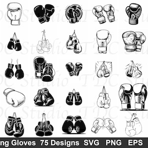 Boxing Gloves SVG Bundle (75 Designs) - Kickboxing PNG, Punching Glove Silhouette, MMA Combat Cut File, Fitness Gym Art Commercial Use image 6