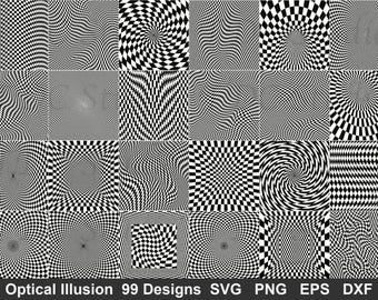 99 Optical Illusion SVG Bundle Checkered| Trippy Geometric Psychedelic Patterns | Retro Hypnotic Checkered Cricut Silhouette psychedelic