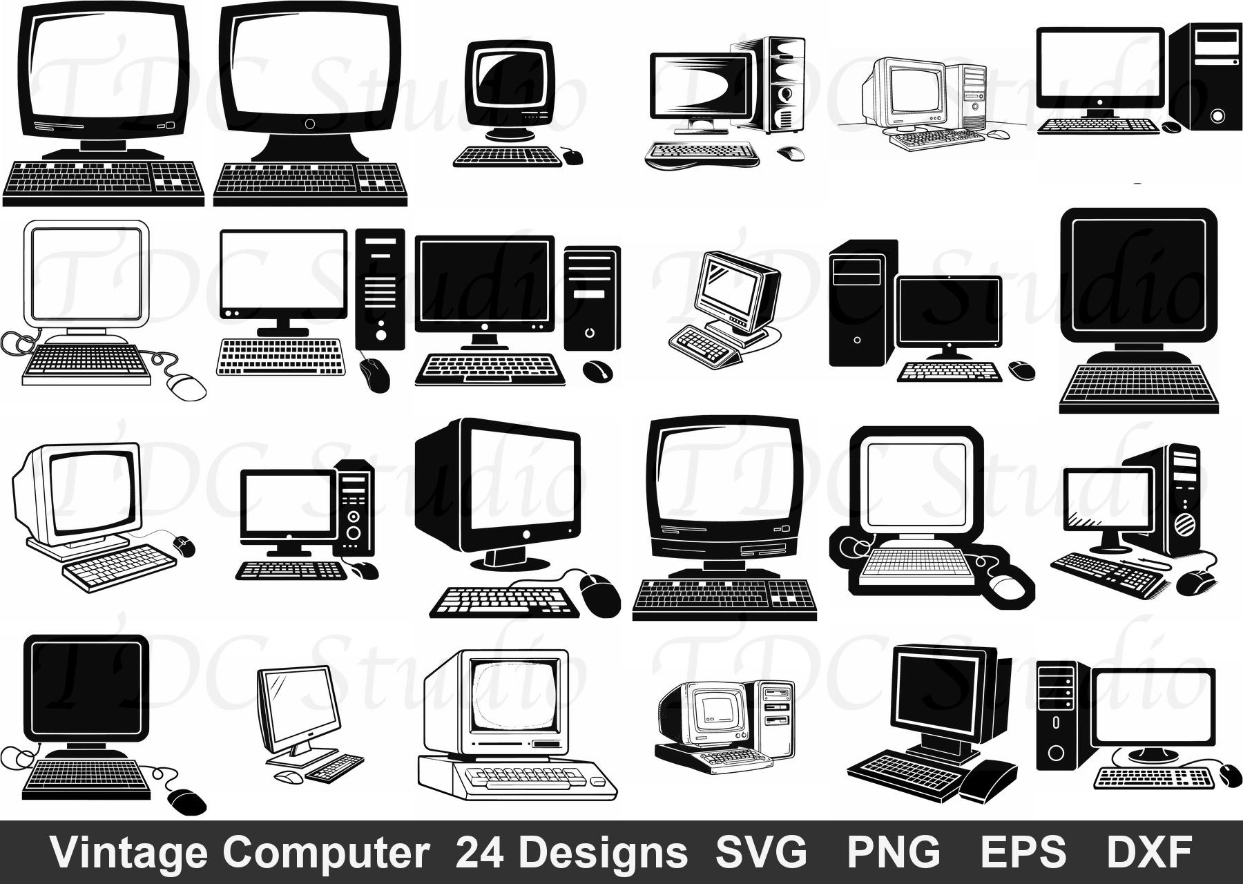 Retro Computer SVG Bundle (24 Designs) - Vintage PC, 90s Desktop ...