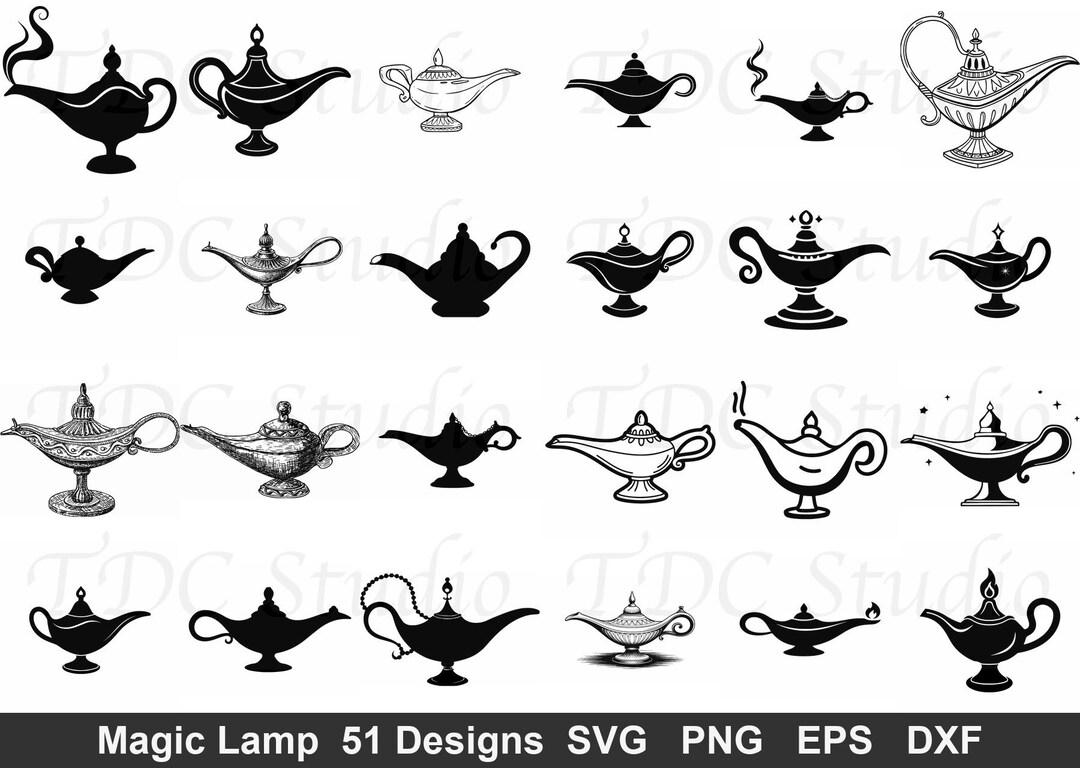 Magic Lamp SVG Bundle (51 Designs) - Genie Lamp PNG, Arabian Nights ...