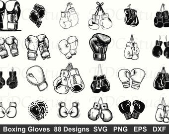 Paquete SVG de guantes de boxeo (88 diseños): PNG de kickboxing, silueta de guante de boxeo, archivo de corte de combate de MMA, arte de gimnasio para uso comercial