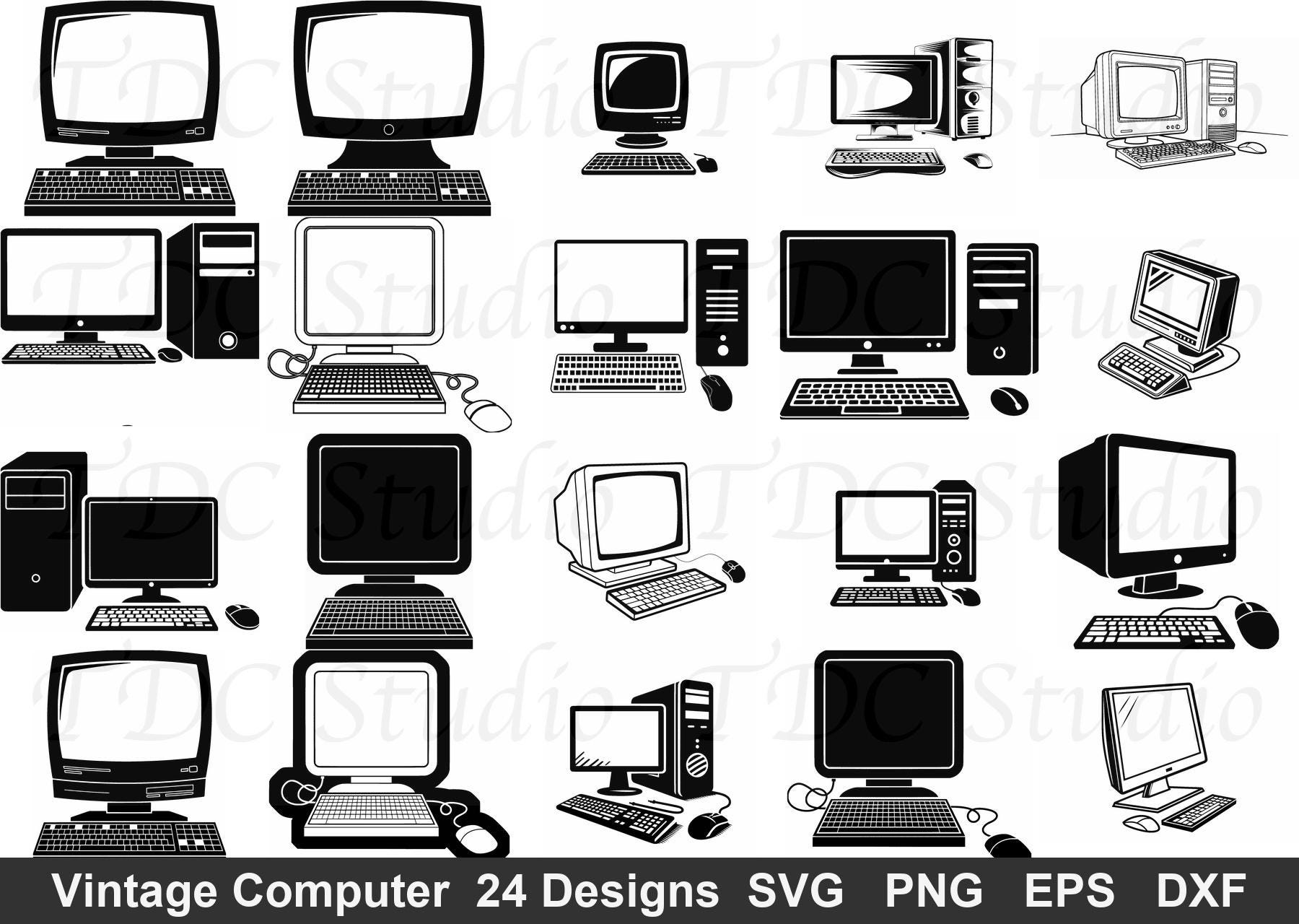 Retro Computer SVG Bundle (24 Designs) - Vintage PC, 90s Desktop ...