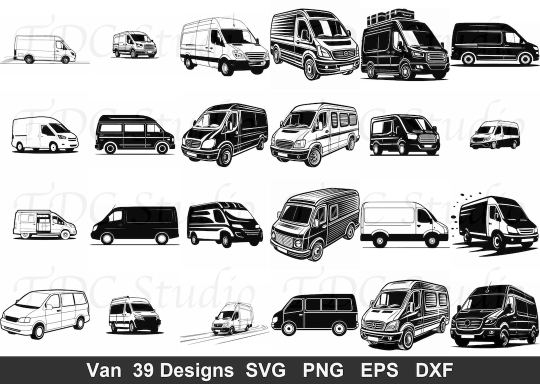 Van SVG Bundle (39 Designs) - Sprinter Van PNG, Camper Life Silhouette ...