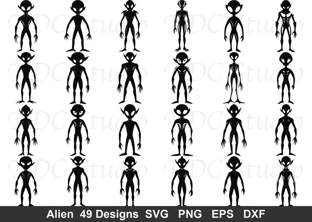Alien SVG Bundle – 49 Extraterrestrial Sci-fi Designs (digital Download ...