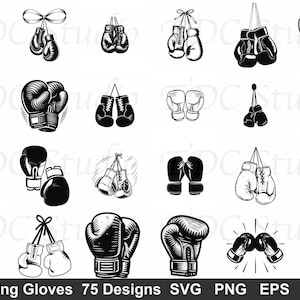 Boxing Gloves SVG Bundle (75 Designs) - Kickboxing PNG, Punching Glove Silhouette, MMA Combat Cut File, Fitness Gym Art Commercial Use image 2