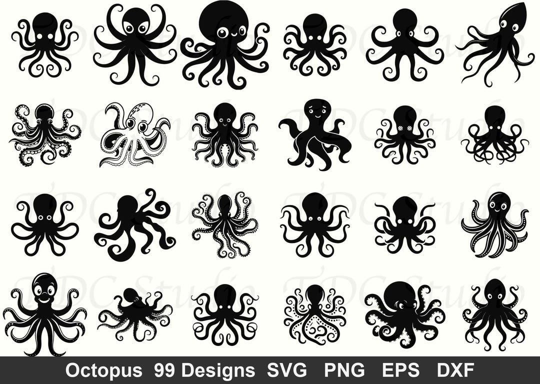 99 Octopus SVG Bundle Octopus Silhouette Sea World Cut Files Cricut ...