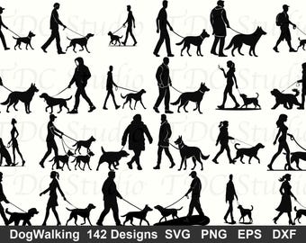 Dog Walking SVG Files 142 Dog Mom Dog Dad T-Shirt Design Walking the Dog Clipart Fitness Pet Lover Bundle Svg Png Dxf Eps Pdf Commercial Use