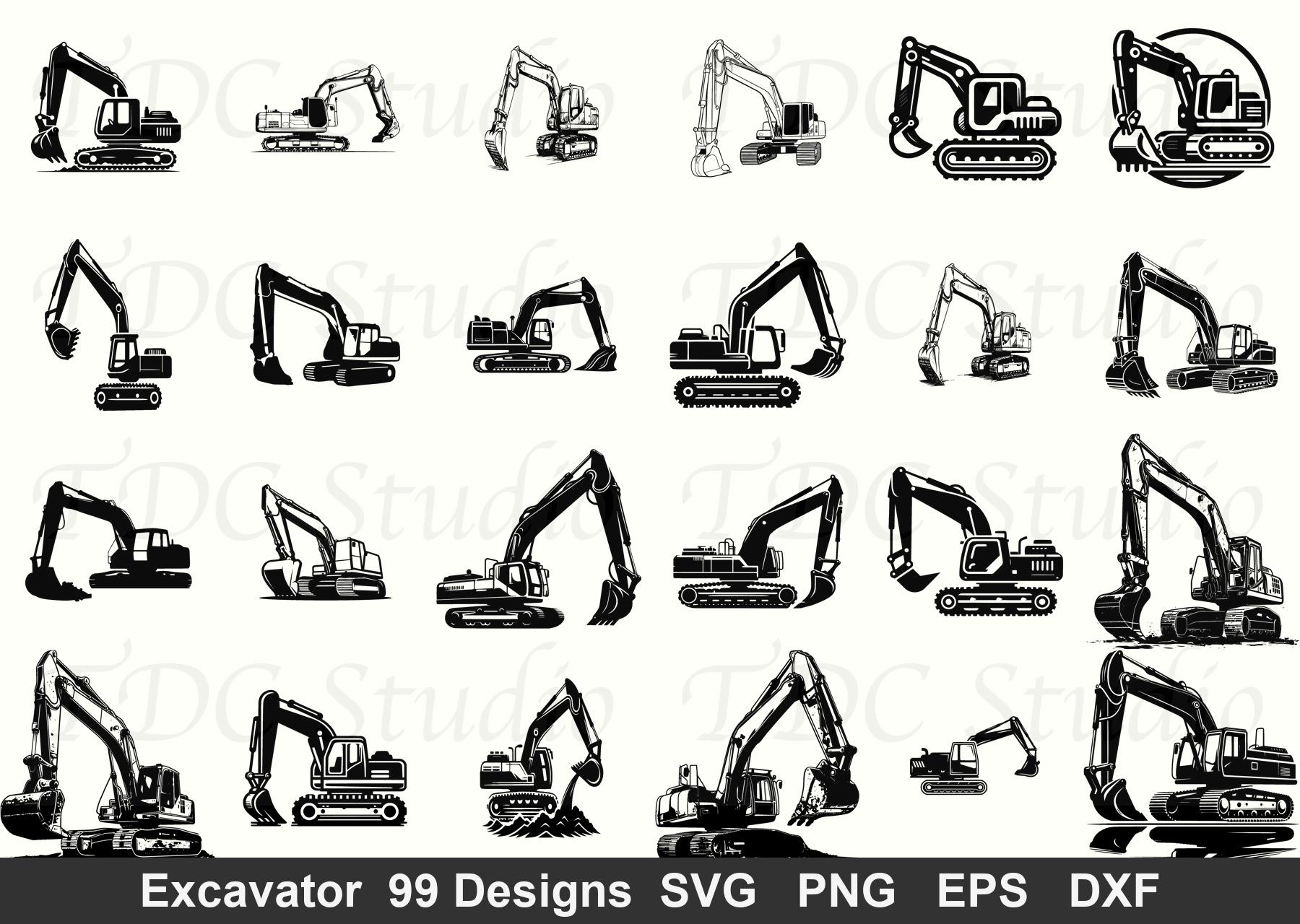 Excavator SVG Bundle Silhouette Excavator Construction Cut Files for ...