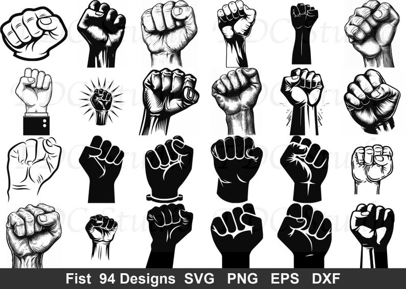 94 Fist SVG Bundle, Power Symbol Freedom Resistance 300 DPI Png Clipart ...