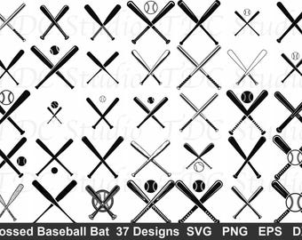 Crossed Baseball Bat SVG Bundle (37 Designs) - Baseball Monogram, Softball Cut File, Team Logo Home Run Graphic Little League Coach Gift