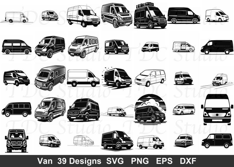 Van SVG Bundle (39 Designs) - Sprinter Van PNG, Camper Life Silhouette ...