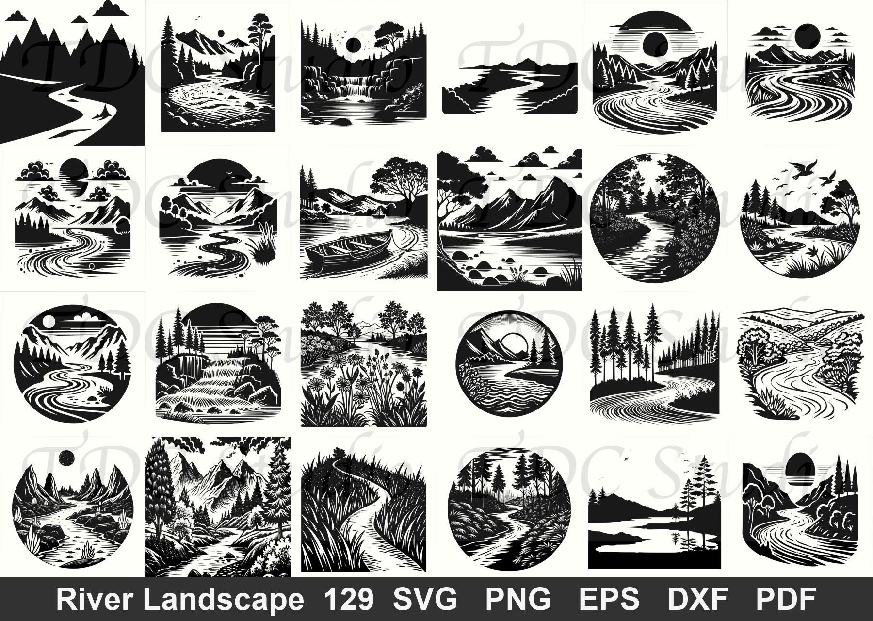 129 Landscape Scenes SVG Bundle | Rivers Landscape Mountains Lakes ...