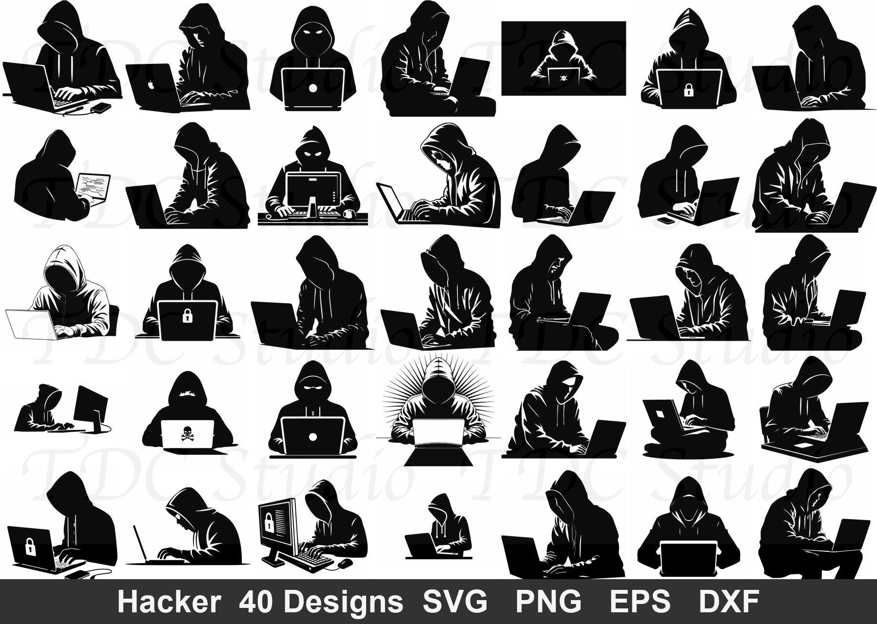 Hacker SVG Bundle (40 Designs) – Cyber Security, Coder, IT Professional ...