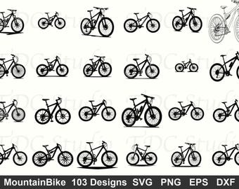 Paquete SVG de bicicleta de montaña (103 diseños) / Silueta de bicicleta / Archivos de corte para ciclismo de montaña / Ciclismo Svg Dxf Eps Pdf Png / Cricut