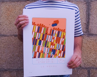 Screenprint Le Havre Limited draw 40x30cm Paper 250g Wall decoration