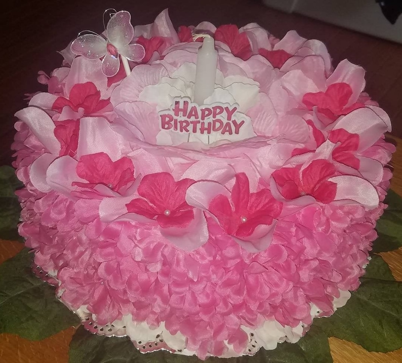 Silk flower Birthday Cake grave decoration Etsy