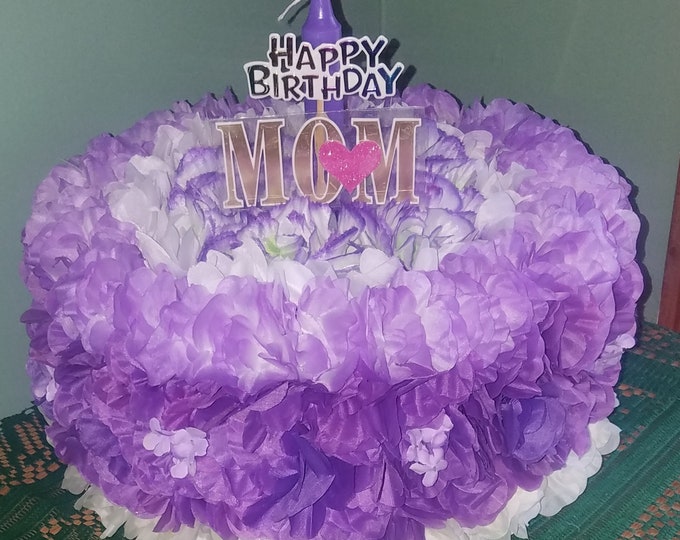 Silk Flower Birthday Cake Grave Decoration Etsy