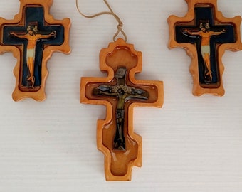 Wood Crucifix Jesus Christ, Car Rear View Mirror Cross, Orthodox Cross Accessory