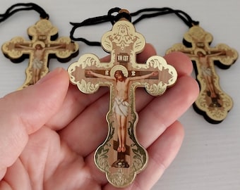 Car Crucifix, Car Rear View Mirror Cross, Hanging Car Mirror Greek Orthodox Cross, Jesus Crucifix Wood, Orthodox Cross Car Accessory