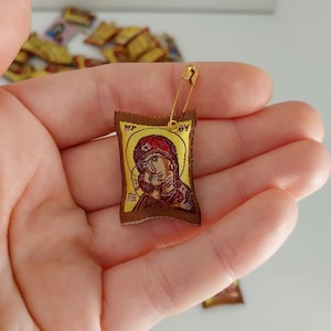 Greek Orthodox Filakto, Protection Charm, Virgin Mary Christian Amulet, Evil Eye Protection, Greek Charm, Brown Filachto, St Mary Filachto