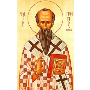 Der heilige gregori von Nyssa, die Ikone des heiligen gregori nyssen, die kyrillische ikone des heiligen gregrosa von kappadokien, der heilige gregor der vater der vaterkirche