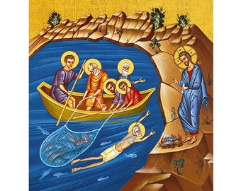 Jesus Christ Appearance Icon, Sea of Galilee, Orthodox Wooden