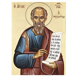Saint John the Evangelist Orthodox Icon on Wooden Plaque