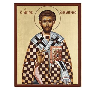 Saint Eleutherius the Liberator icon, Saint Eleftherios Liberalis, Christian Patron Saint of Childbirth, Saints Eleutherius and Anthia