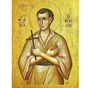 Saint Jean le Russe, Saint Ioannis Rossos Icône de prière grecque orthodoxe faite main, icône de prière Saint Jean, Église orthodoxe orientale Saint