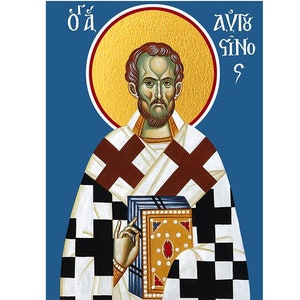 Saint Augustine Orthodox Icon, Saint Augustine the Bishop, Western Christianity, Church Fathers, Catholic Prayer Icon, Latin Church Saints
