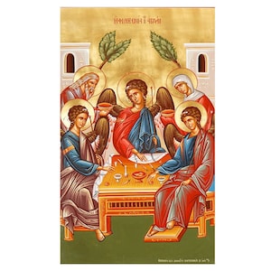 Holy Trinity Framed Print, Holy Trinity Icon, Hospitality Thank You Gift, Hospitality of Abraham Orthodox icon, Christian Framed Wall Art