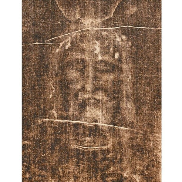 Le Saint Suaire de Turin Print, Icône du vrai visage de Jésus-Christ sur bois, Le voile de lin de Turin Print, Icône du vrai visage de Jésus