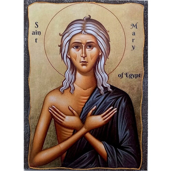 Saint Mary of Egypt Orthodox icon, Saint of Egypt, Christian Housewarming Gift, Saint Artwork, Religious Artwork, Catholic Icons, Wood Icon