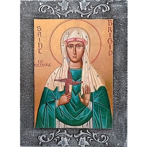 Saint Brigid of Kildare, St Brigid Catholic Icon, Saint Artwork, Irish Saints Wall Decor, Catholic Wall Art, Catholic Gift, Celtic Tradition