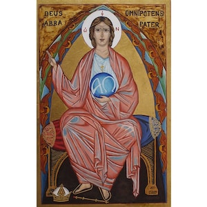 Deus Omnipotens Abba Pater Icon, Merciful God the Father, Abba Jesus Icon, Handmade Wooden Icon, Orthodox Icons