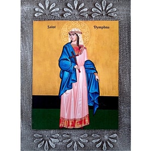 Saint Dymphna Patron Saint of Artists, St Dymphna of Ireland icon, St Dimpna, St Dymphnart, St Damnat, St Damhnait, St Dympna, Saint Artwork