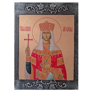 Saint Helen Orthodox Icon, Saint Artwork, Empress Helena Mother of Emperor Constantine, Christian Wood Wall Art, Religious Wall Art