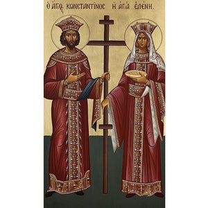 Orthodox Icon Saint Constantine and Saint Helen, Saint Constantine the Great and Empress Helen Art, Byzantine Icon of Saints, Byzantine Art
