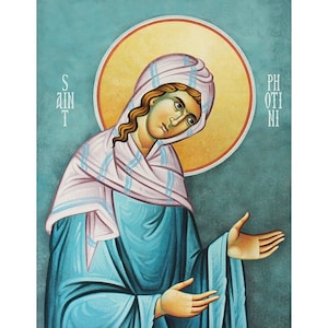 Saint Photini The Samaritan Woman, Saint Photini Icon, Samaritan woman at the well, Female Saints, Christian Saints, Christian Artwork Decor