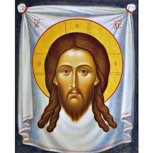 Heiliges Gesicht Jesus Christus, der Schleier von Veronica, kybernetische Ikonen-heiliger Schleier-Jesus, christlicher Schleier, katholische Ikonen-Veronicas-Schleier, Kommuniongeschenk