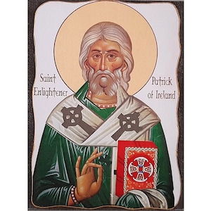 Saint Patrick Icon, Apostle of Ireland, Patron Saint of Ireland, Irish Saint, Catholic Art Framed, Catholic Icons Saints, Christian Icons