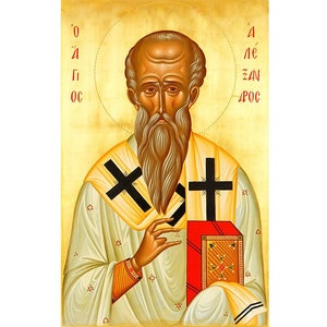 Saint Alexander Orthodox Icon, Pope Alexander of Alexandria, St Alexandros Greek Byzantine Art, Godfather Gift, Holy Communion Gift